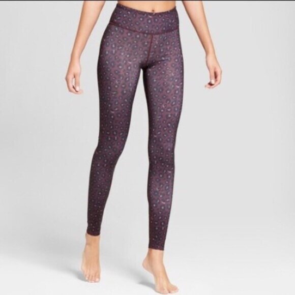 Joy Lab Cheetah Leopard Print Leggings Women's Sz XS Burgundy NWT! Yoga Workout - Picture 1 of 5